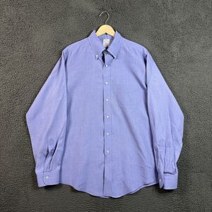Vtg Brooks Brothers Shirt Mens 16.5 Blue Button Down Long Sleeve Made USA